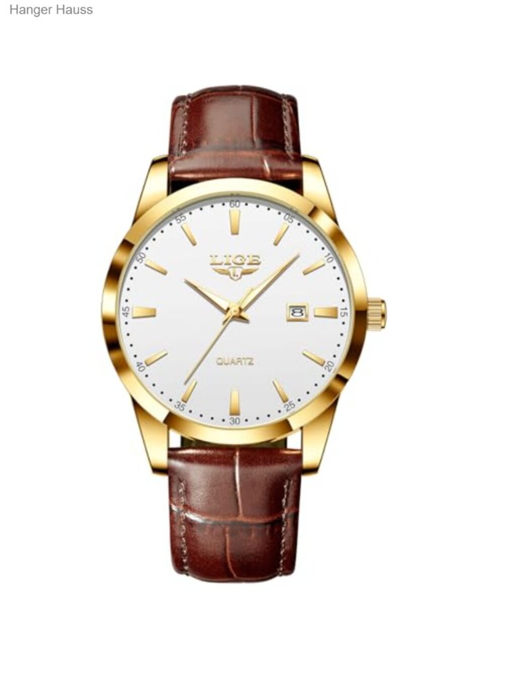 Men's Waterproof Quartz Wrist Watch Genuine Leather Stainless Steel Luminous